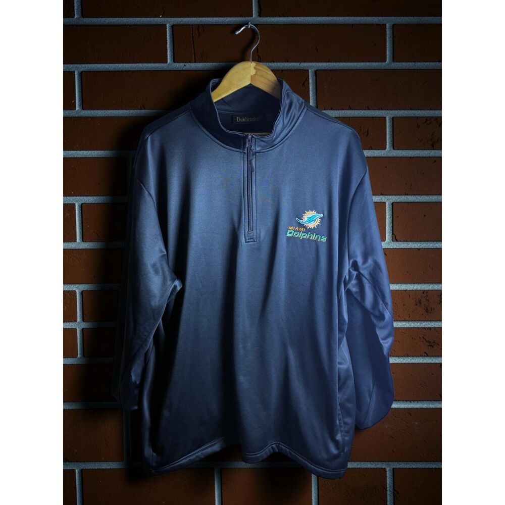 Miami Dolphins Dunbrooke Quarter Zip Pullover Jacket Blue Men's 2XL NFL